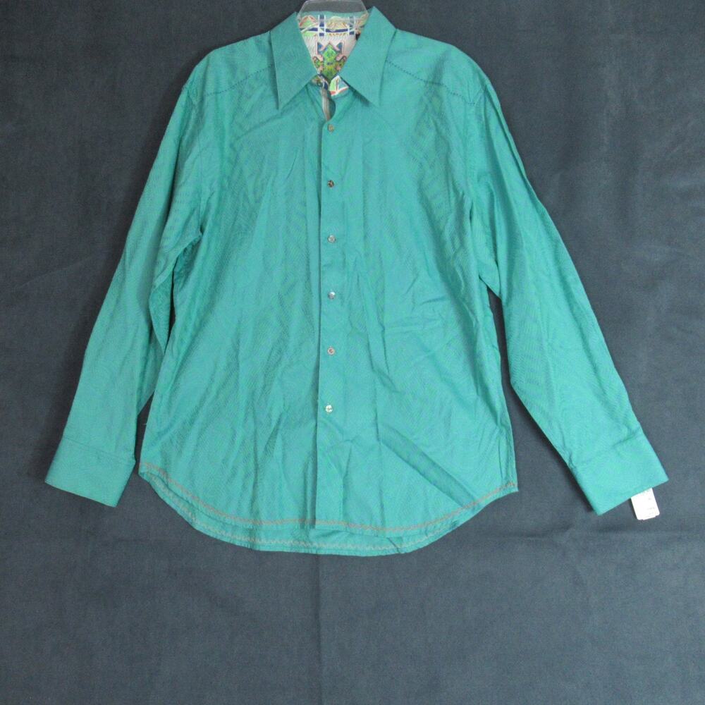 RARE Vintage Robert Graham Classic Shirt Mens XL Teal Flip Cuff Dead Stock NWT